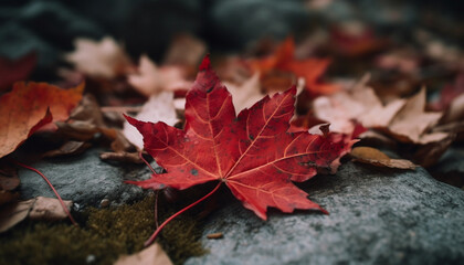 Vibrant autumn colors on a maple tree in the forest generated by AI