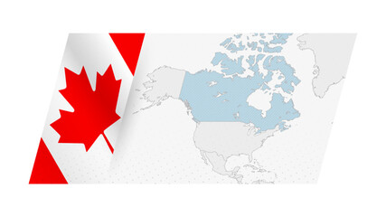 Canada map in modern style with flag of Canada on left side.