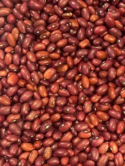 Closeup of a pile of dried small red beans