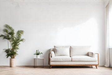 Fototapeta na wymiar modern living room with white sofa generated by AI technology 