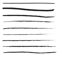 Set of 9 underline random made with brush vector