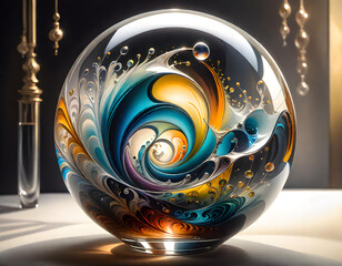 beautiful surrealistic designer glass art object. generative ai