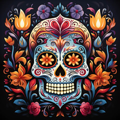 Fototapeta premium Mexican skull, day of the dead celebration altar