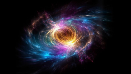 Fototapeta premium Electricity ignites vibrant colors in exploding galactic nebula backdrop generated by AI