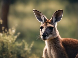 Fototapeta premium wild kangaroo at the nature by itself