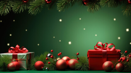 christmas background with christmas tree and gift