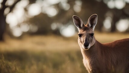 Naklejka na ściany i meble wild kangaroo at the nature by itself