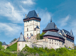 Fototapeta na wymiar Historic medieval Karlstejn Castle in Czech Republic (Bohemia, near Prague )