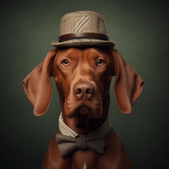 Vizsla Hunde Portrait in lustiger Pose, Illustarionen Portrait, 