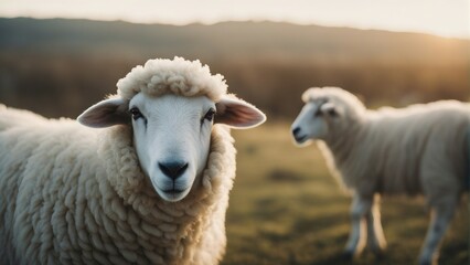 Fototapeta premium portrait of sheep in the countryside 