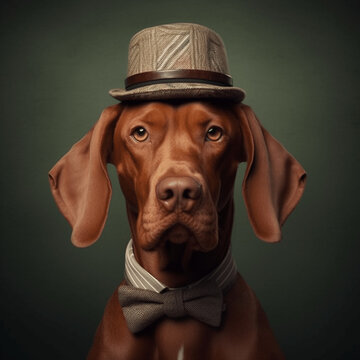 Vizsla Hunde Portrait in lustiger Pose, Illustarionen Portrait, 