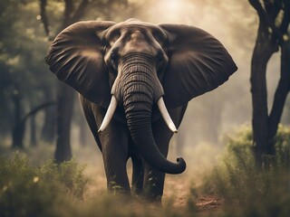 male African elephant at forest