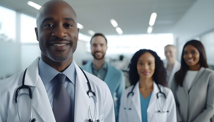Portrait of a group of doctors in a hospital