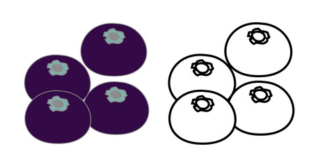 Icons set of blueberry, white background.  