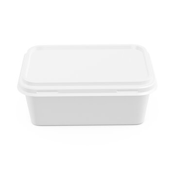 A blank image of a butter tub lid isolated on a white background