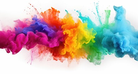 A rainbow of colored ink in the air. Generative AI.