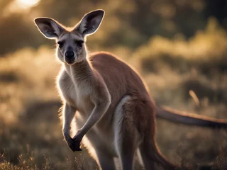 Foto op Plexiglas Portrait of wild kangaroo at the nature by itself © abu