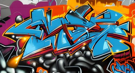 Obraz premium Vibrant Abstract Graffiti Art with Bold Shapes and Bright Colors | 037