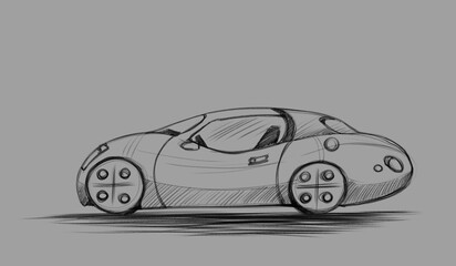 Concept car, sketch - digital painting 