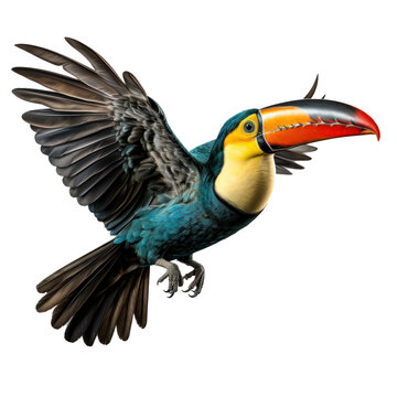 a flying toucan isolated