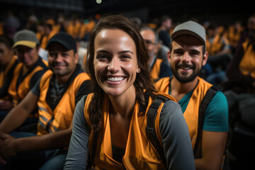 An assembly of volunteers from different nations supporting disaster relief efforts worldwide. Generative Ai.