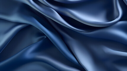 Obraz premium Navy blue silk satin. Dark elegant luxury abstract background with space for design. Shiny smooth fabric. Soft folds. Drapery. Color gradient. Lines. Wavy pattern. Christmas, birthday, romance