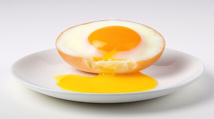  a white plate topped with an egg on top of a hard boiled egg on top of a piece of bread.  generative ai