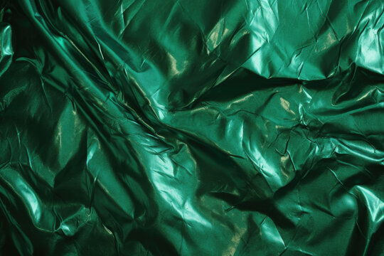 Green Emerald Foil Texture Background Close Up