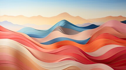  a painting of a mountain range with a blue sky in the background and a blue sky in the foreground.  generative ai