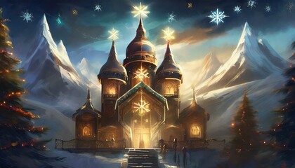 Obraz premium christmas house in the woods