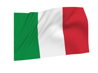 Flag of Italy. Wavy flag. Isolated. 3d illustration.