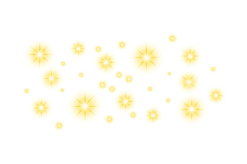 glowing stars on transparent background. light effect of shiny stars
