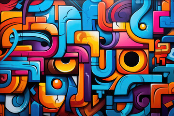 An abstract graffiti wall serves as a unique background, offering an artistic and pop art-inspired visual concept. Generative Ai.
