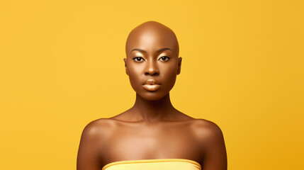 bald African American woman illness cancer 