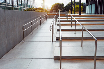 modern disabled access ramp entrance to a building background	 - obrazy, fototapety, plakaty