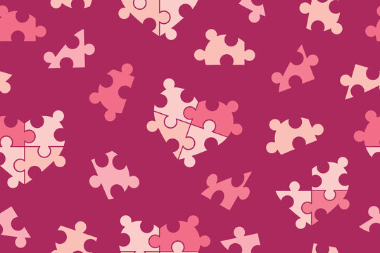 Seamless pattern of puzzles.Puzzle seamless background. Colored tiles on a white background. Vector illustration. Vector