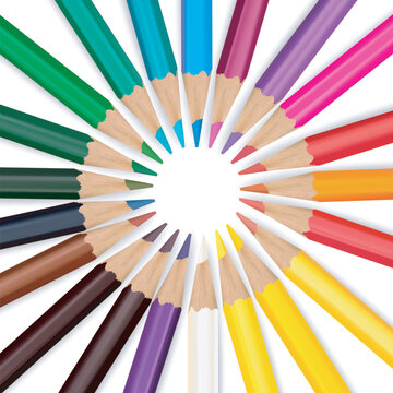 Color pencils isolated on white background. Vector illustration