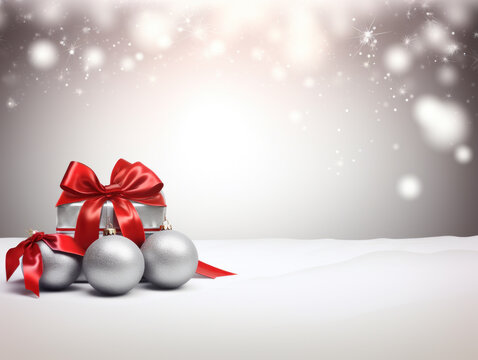 christmas background with gift box and balls