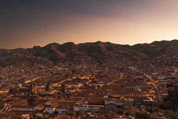 sunset in the mountains in cusco - obrazy, fototapety, plakaty