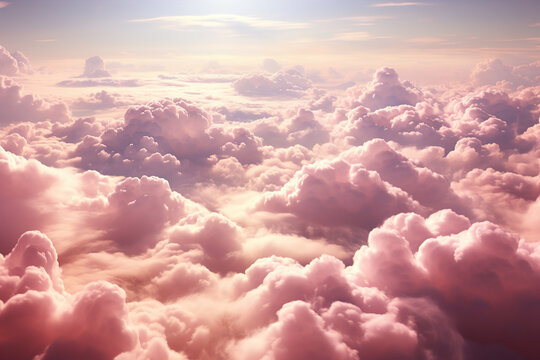 The sun is shining above pink clouds in the sky.