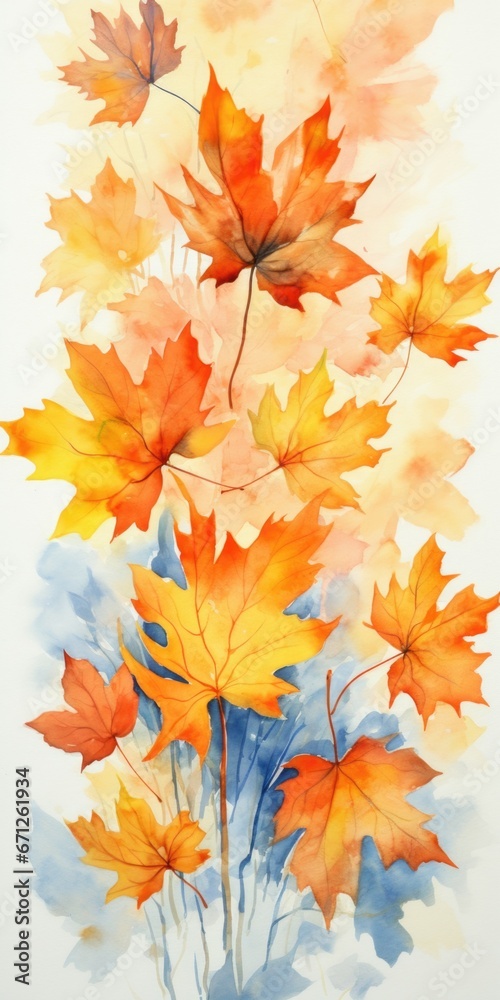 Poster A beautiful watercolor painting depicting a bunch of leaves. This versatile image can be used in various projects, adding a touch of nature and artistry.
