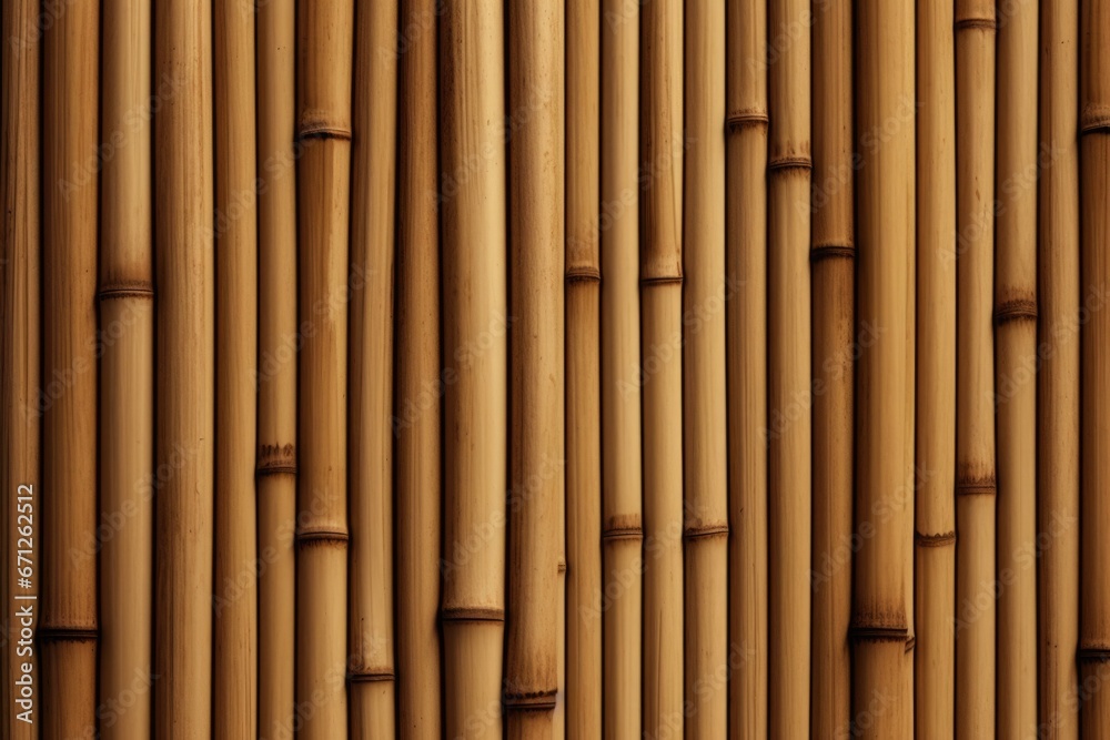 Poster a detailed close up view of a bamboo wall. this image can be used for various purposes such as inter