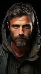 Fototapeta premium Portrait of handsome man. Man portrait illustration. Generative AI