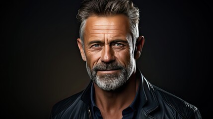 Obraz premium Portrait of a mature businessman wearing glasses on background. Happy senior latin man looking at camera over grey wall with copy space. Man portrait illustration. Generative AI