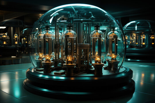 An image of a research reactor used for medical isotope production, underscoring the critical role of atomic energy in healthcare. Concept of medical isotopes. Generative Ai.