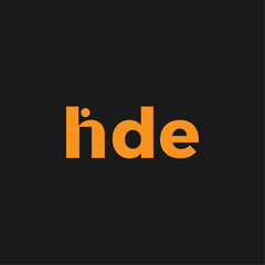 hide negative space logo with a black background and orange vector illustration
