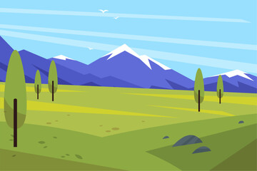 Flat design nature background with mountain landscape
