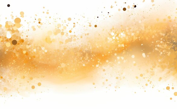 an abstract gold-glowing glitter pattern on white background