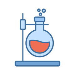 Science laboratory chemical testing tube colored icon