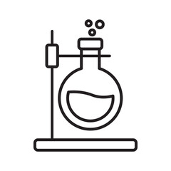 Science laboratory chemical testing tube line icon